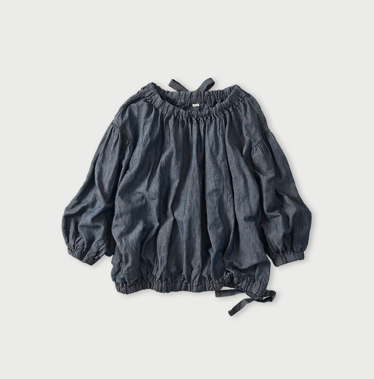 45R Cotton Linen Dungaree Sack Blouse Distressed