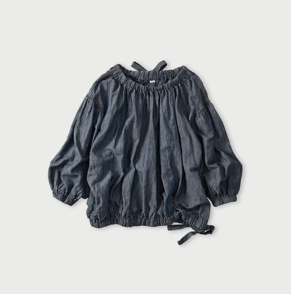45R Cotton Linen Dungaree Sack Blouse Distressed