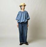 45R Cotton Linen Dungaree Sack Blouse Distressed