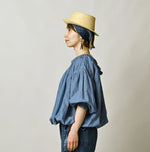 45R Cotton Linen Dungaree Sack Blouse Distressed