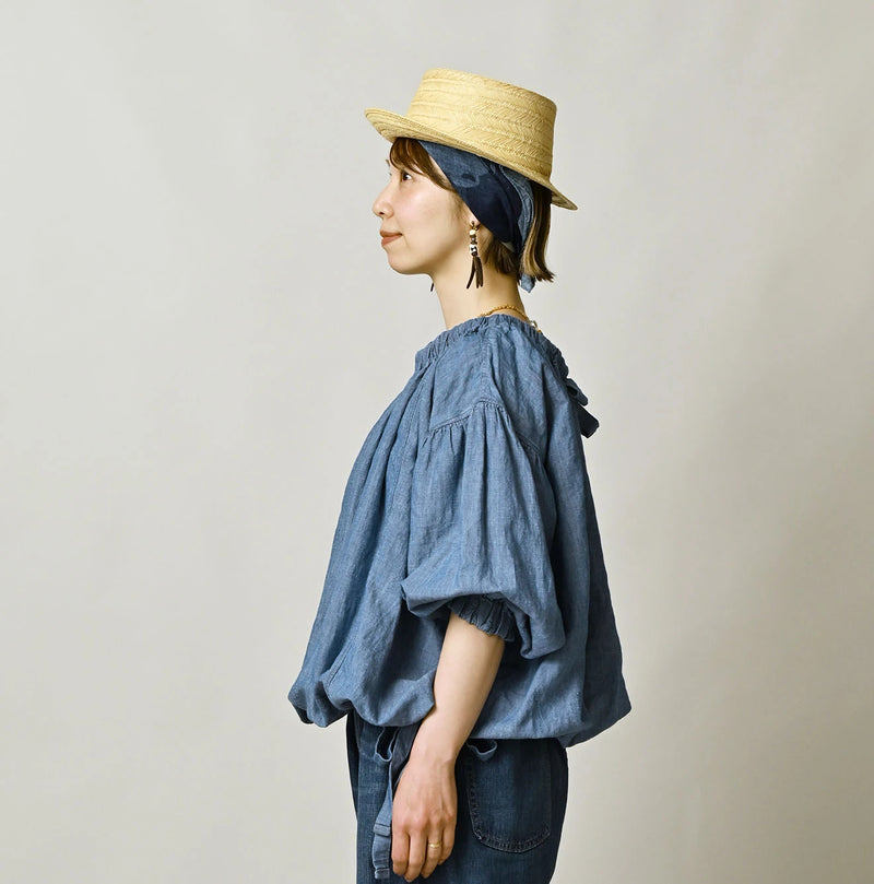 45R Cotton Linen Dungaree Sack Blouse Distressed - Image 5