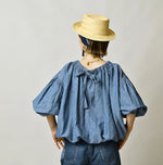 45R Cotton Linen Dungaree Sack Blouse Distressed