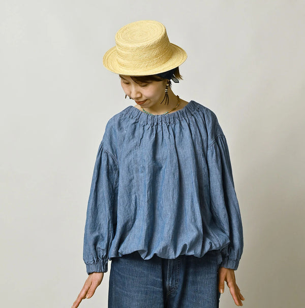 45R Cotton Linen Dungaree Sack Blouse Distressed