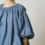 45R Cotton Linen Dungaree Sack Blouse Distressed