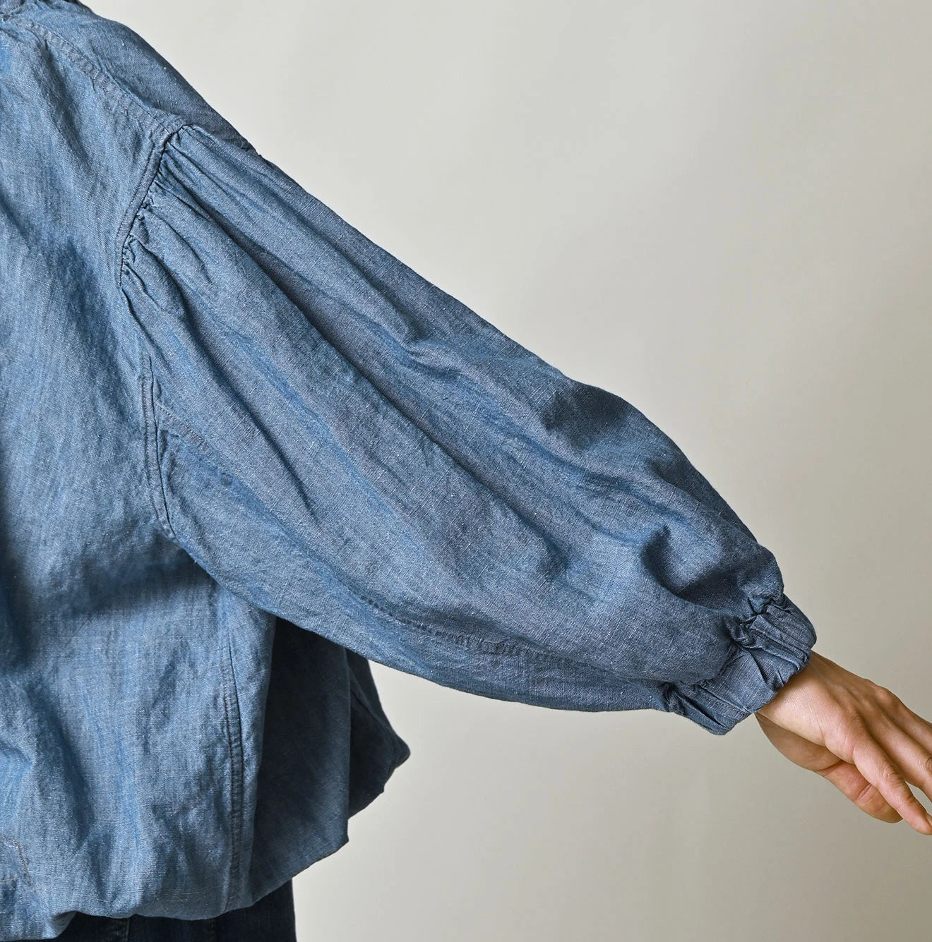 45R Cotton Linen Dungaree Sack Blouse Distressed - Image 12
