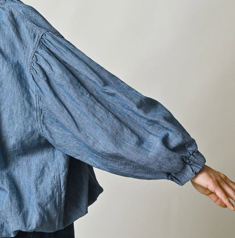 45R Cotton Linen Dungaree Sack Blouse Distressed - Image 12
