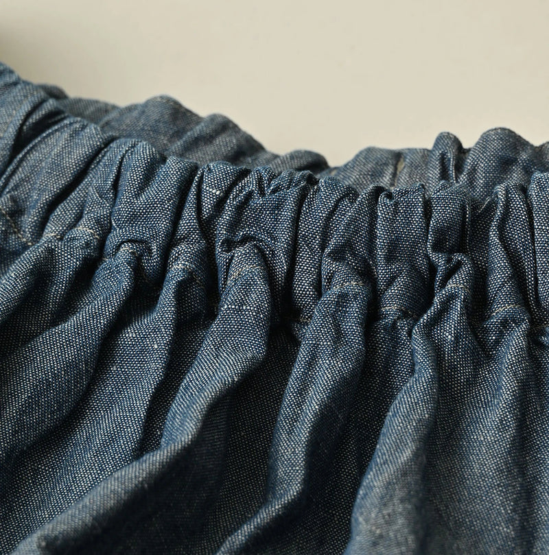45R Cotton Linen Dungaree Sack Blouse Distressed - Image 16
