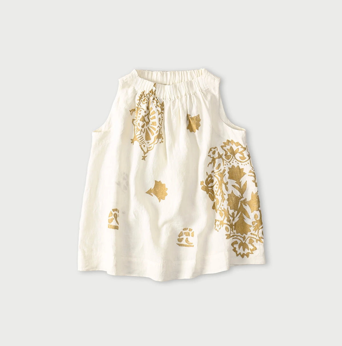 45R Linen Foil Shirring Sleeveless Top
