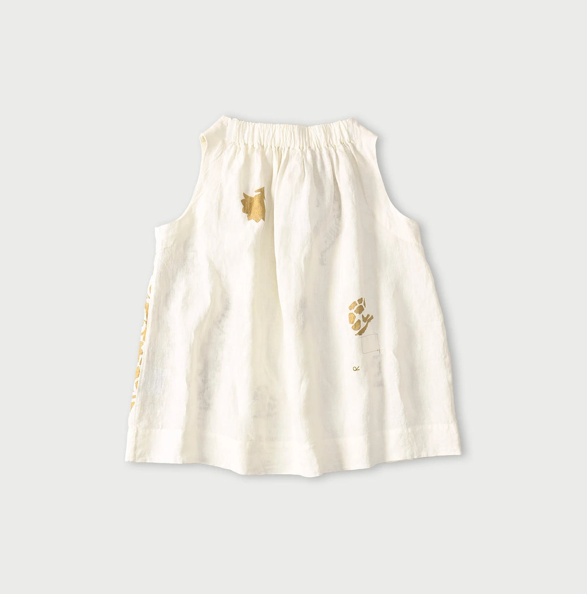 45R Linen Foil Shirring Sleeveless Top