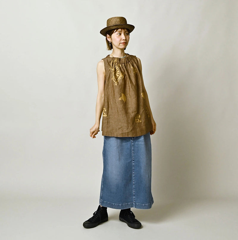 45R Linen Foil Shirring Sleeveless Top - Image 4