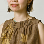 45R Linen Foil Shirring Sleeveless Top