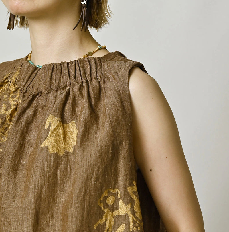 45R Linen Foil Shirring Sleeveless Top - Image 9