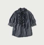 45R Cotton Linen Dungaree Frilled Coupe Shirt
