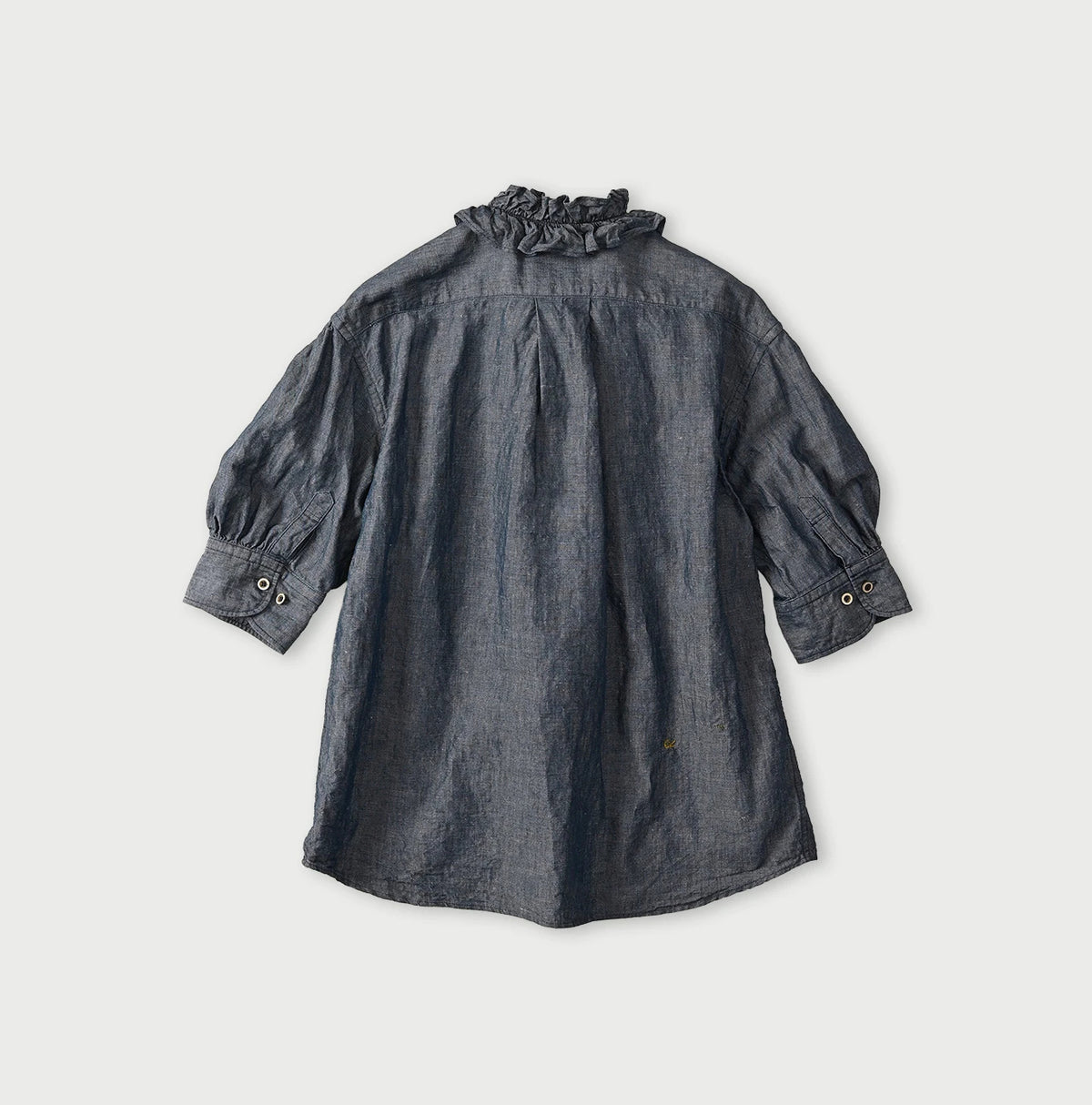 45R Cotton Linen Dungaree Frilled Coupe Shirt