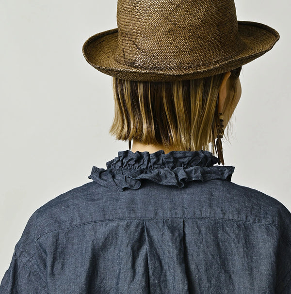45R Cotton Linen Dungaree Frilled Coupe Shirt