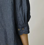 45R Cotton Linen Dungaree Frilled Coupe Shirt
