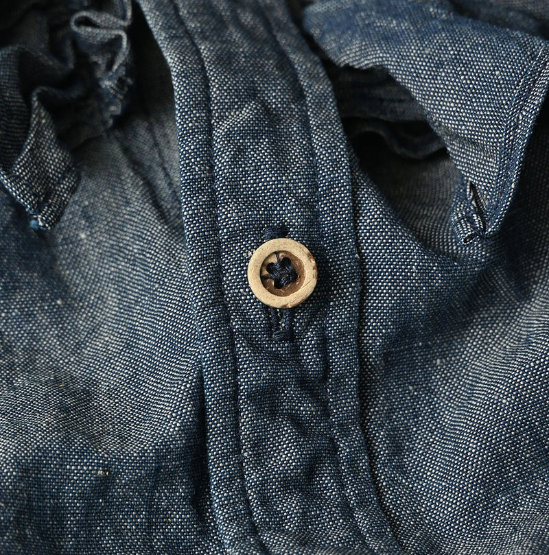45R Cotton Linen Dungaree Frilled Coupe Shirt - Image 13