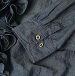 45R Cotton Linen Dungaree Frilled Coupe Shirt