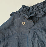 45R Cotton Linen Dungaree Frilled Coupe Shirt