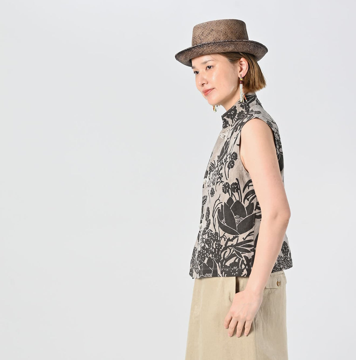 45R Linen Lotus Clover Knot Camisole