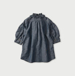 45R Cotton Linen Dungaree Frilled Coupe Shirt Distressed