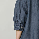 45R Cotton Linen Dungaree Frilled Coupe Shirt Distressed