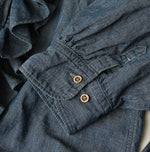 45R Cotton Linen Dungaree Frilled Coupe Shirt Distressed