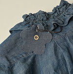45R Cotton Linen Dungaree Frilled Coupe Shirt Distressed