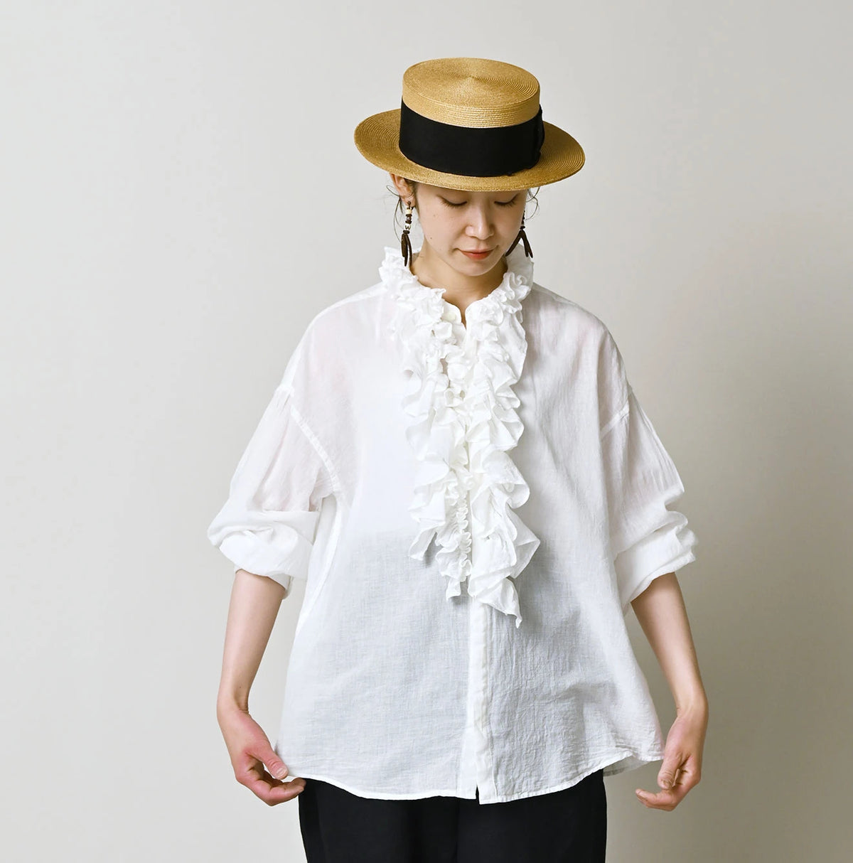 45R 45 Gauze Frilled Coupe Shirt