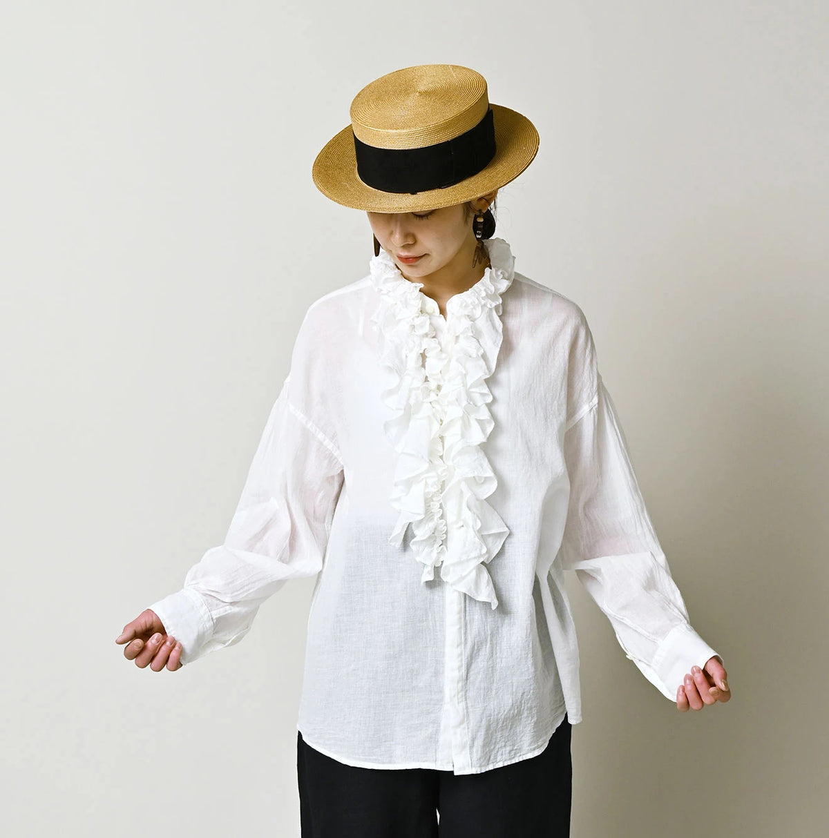 45R 45 Gauze Frilled Coupe Shirt