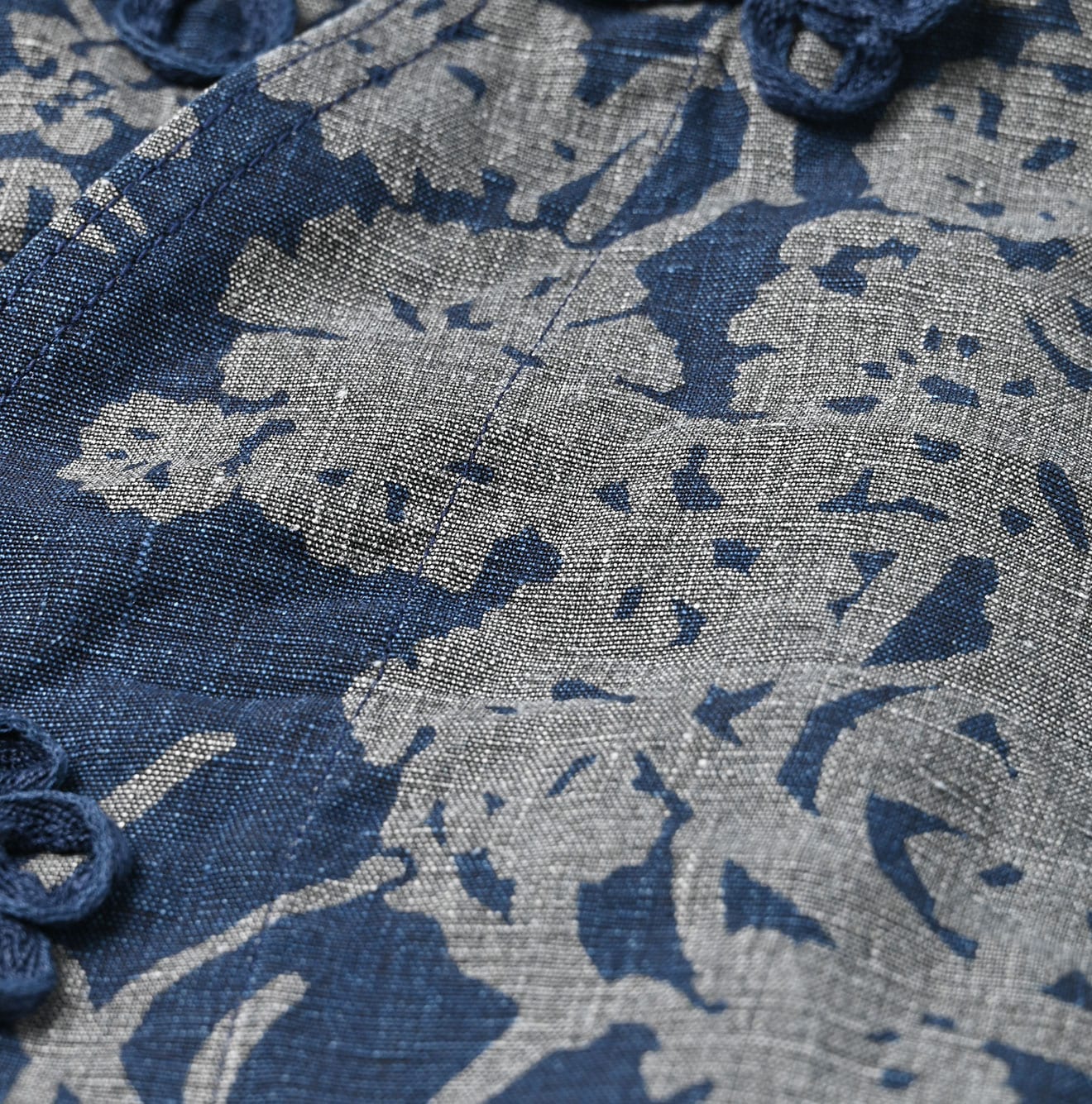 45R Indigo Linen Lotus Clover Knot Camisole