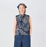 45R Indigo Linen Lotus Clover Knot Camisole