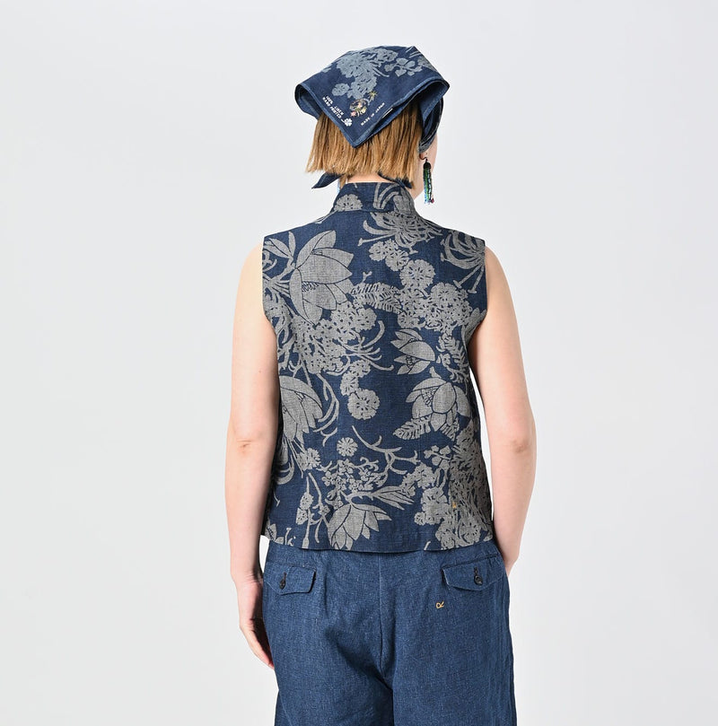 45R Indigo Linen Lotus Clover Knot Camisole - Image 5