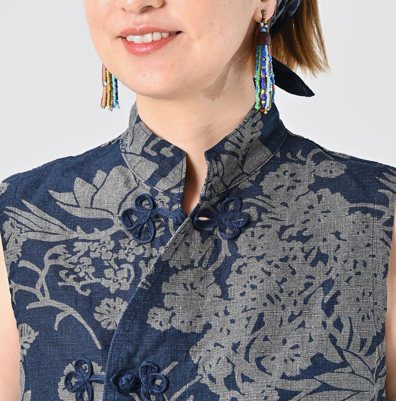 45R Indigo Linen Lotus Clover Knot Camisole - Image 6