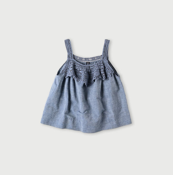 45R Dungaree Khadi Ribbon Lace Camisole