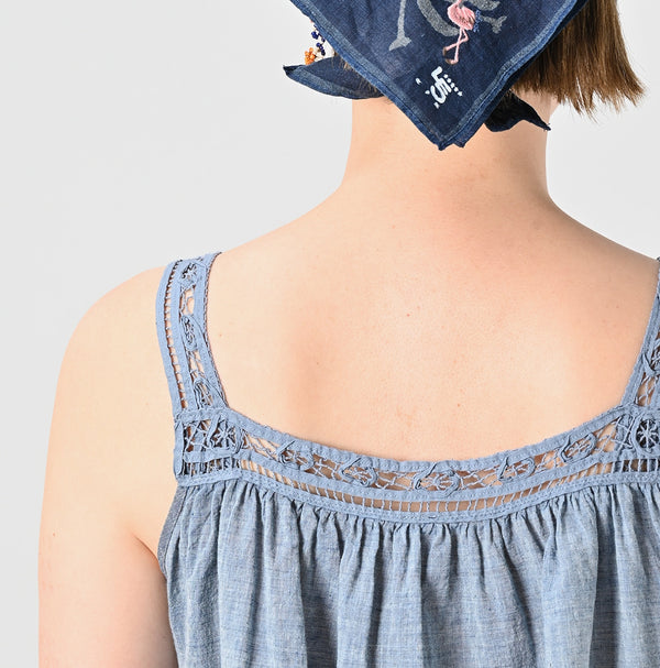 45R Dungaree Khadi Ribbon Lace Camisole