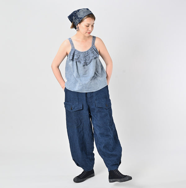 45R Dungaree Khadi Ribbon Lace Camisole