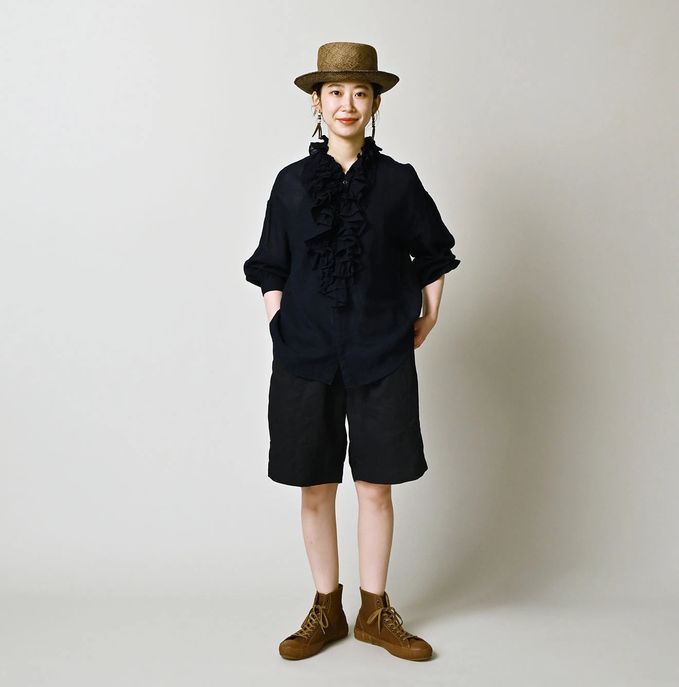 45R Indigo 45 Gauze Frilled Coupe Shirt - Image 2