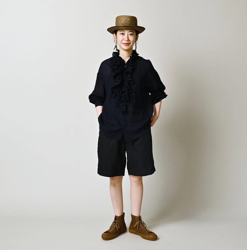 45R Indigo 45 Gauze Frilled Coupe Shirt - Image 2