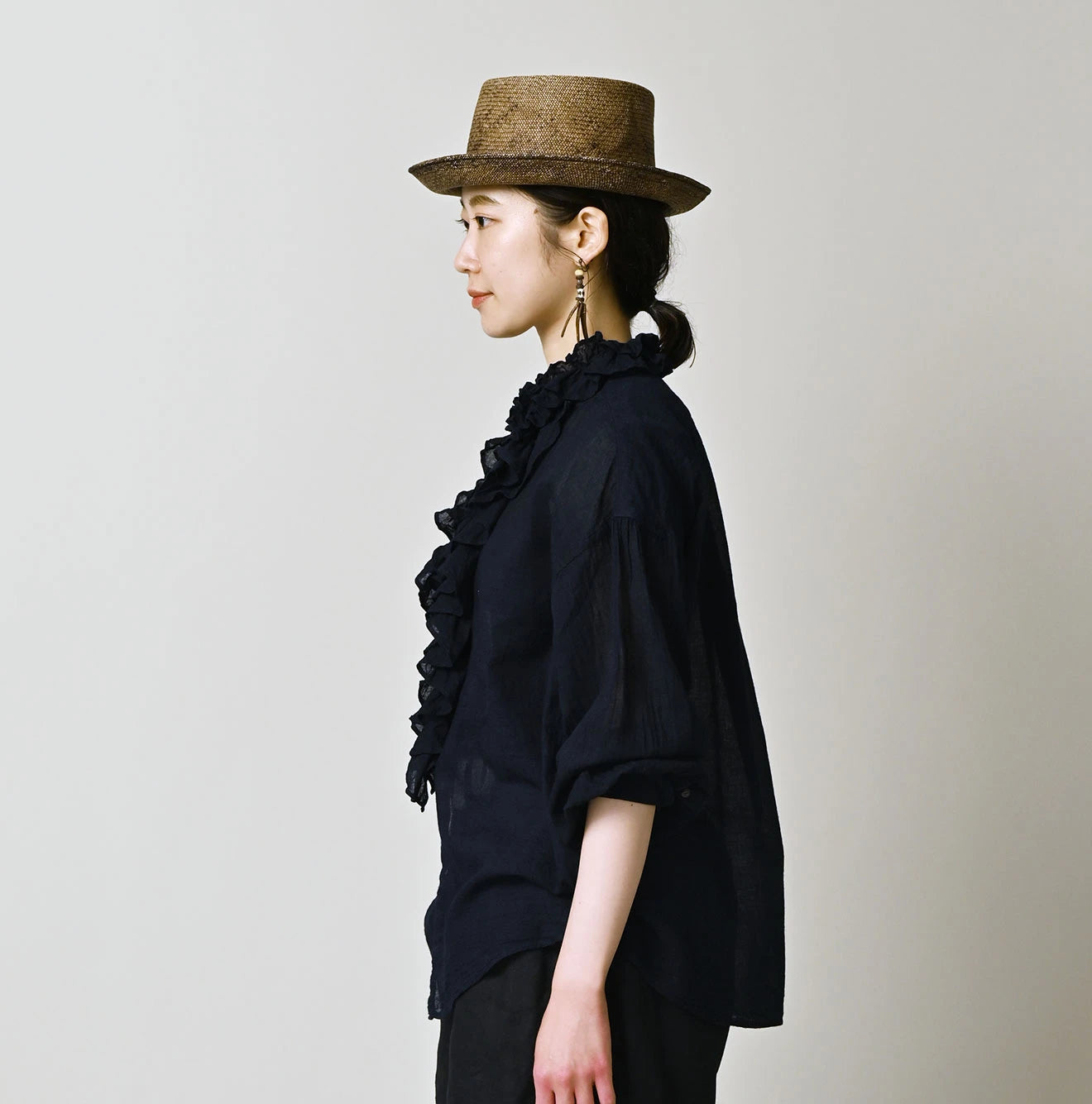 45R Indigo 45 Gauze Frilled Coupe Shirt - Image 4