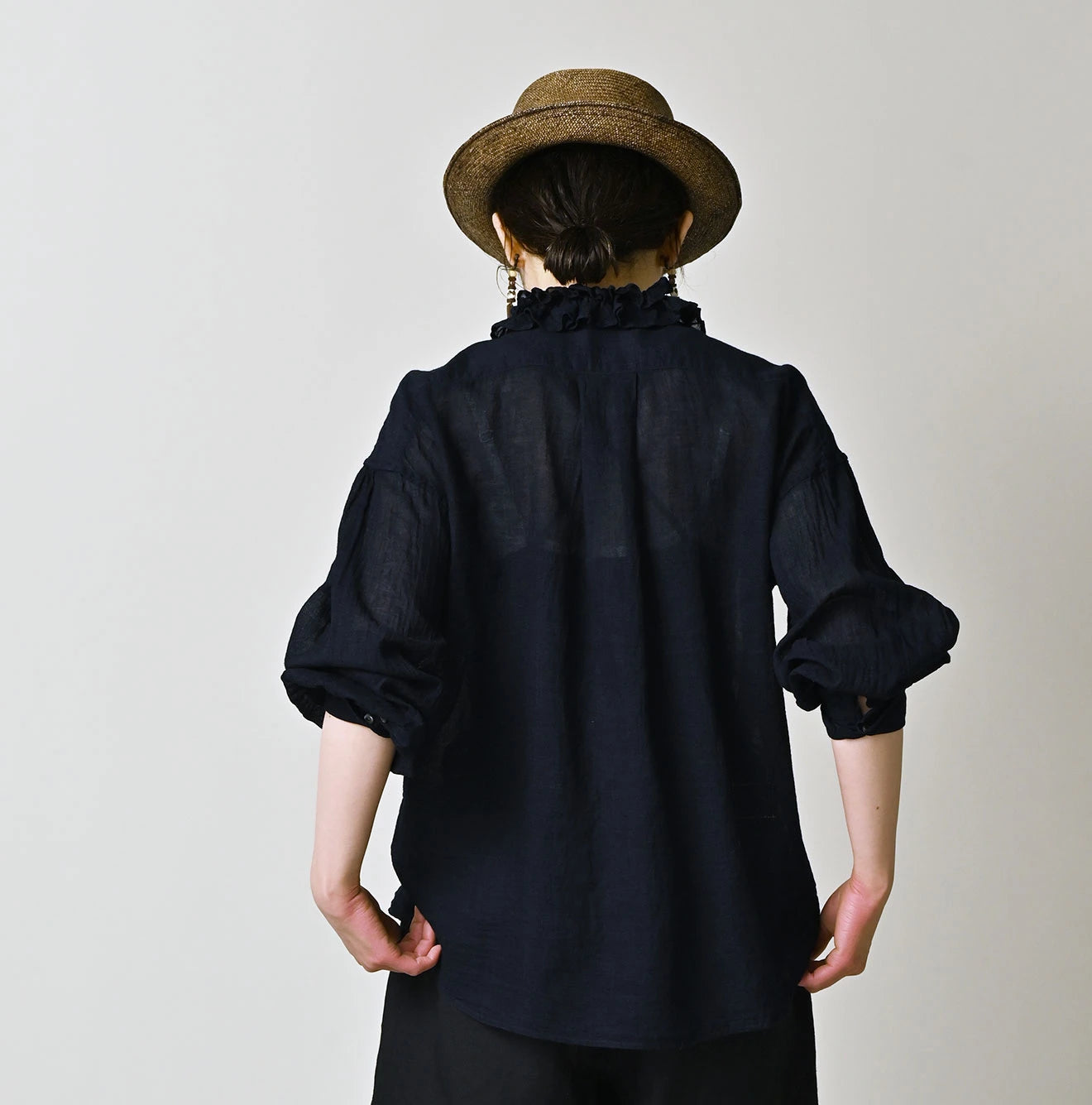 45R Indigo 45 Gauze Frilled Coupe Shirt - Image 5