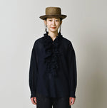 45R Indigo 45 Gauze Frilled Coupe Shirt
