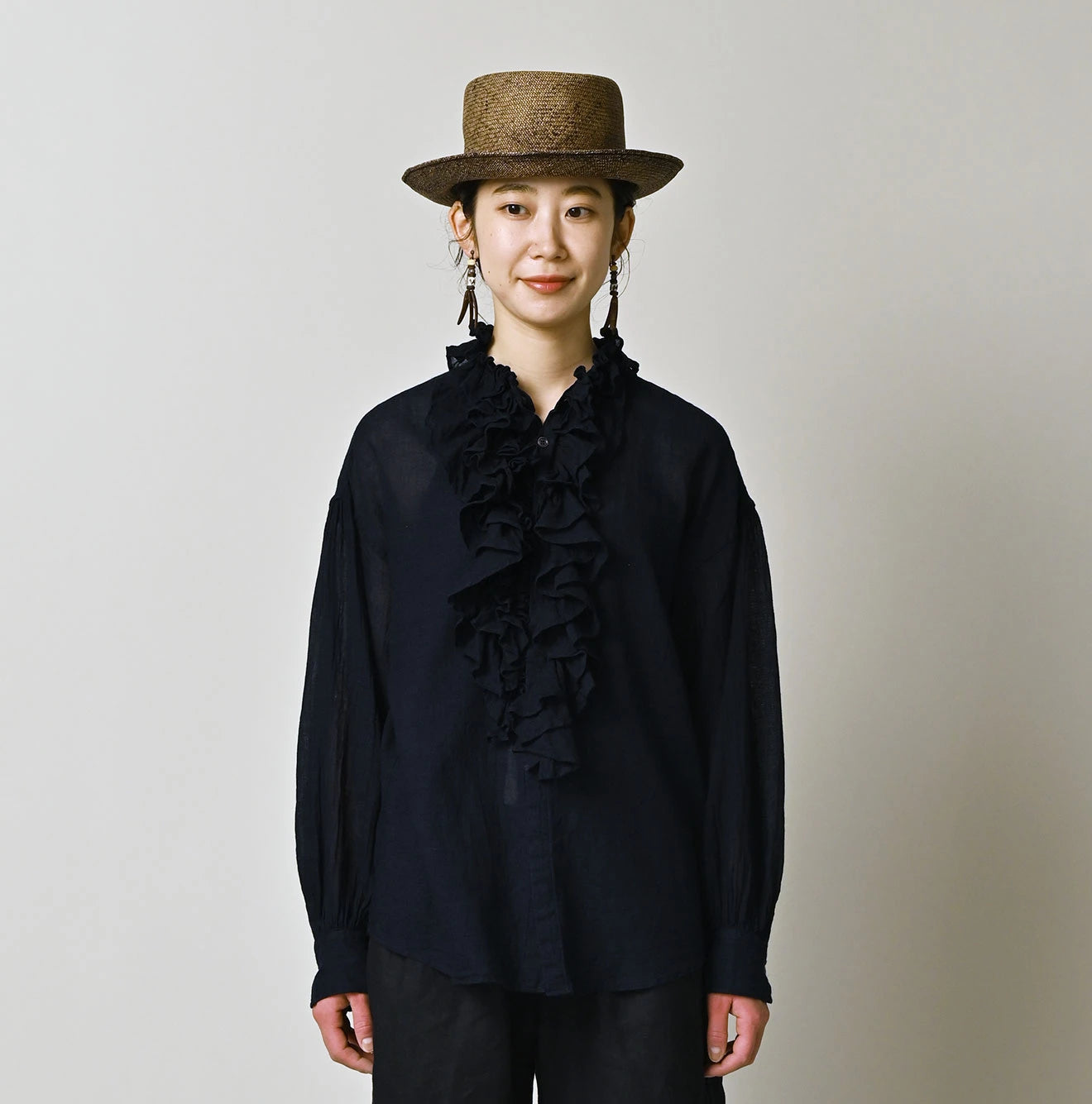 45R Indigo 45 Gauze Frilled Coupe Shirt - Image 6
