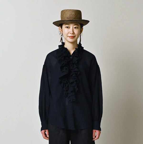45R Indigo 45 Gauze Frilled Coupe Shirt