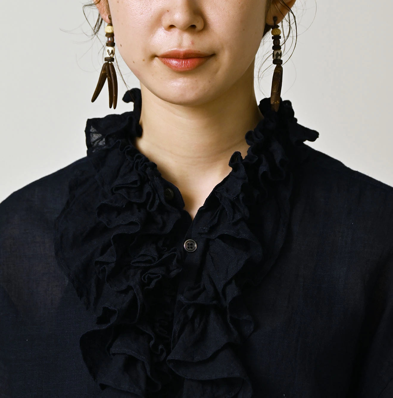 45R Indigo 45 Gauze Frilled Coupe Shirt - Image 7