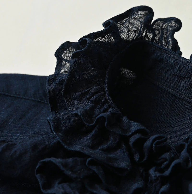 45R Indigo 45 Gauze Frilled Coupe Shirt - Image 14