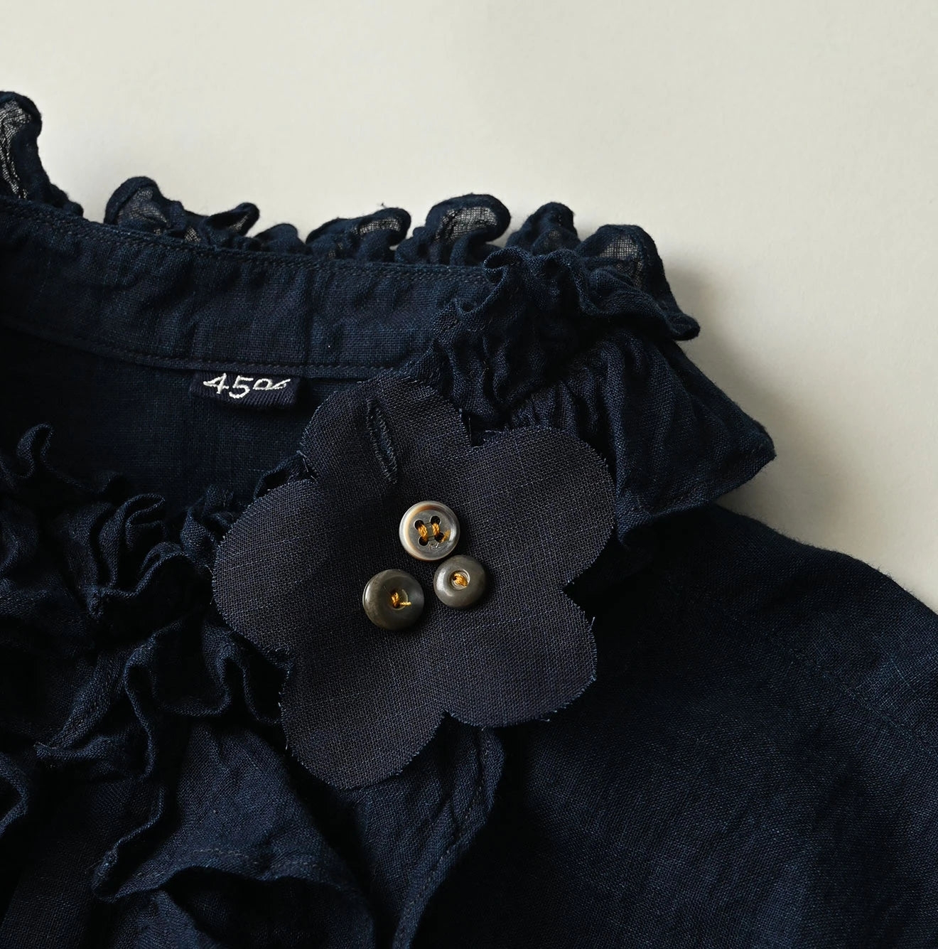 45R Indigo 45 Gauze Frilled Coupe Shirt