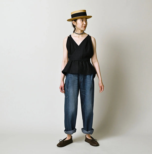 45R Indigo Linen Tank Bra