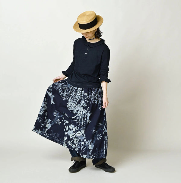 45R Indigo Cotton Linen Palampore Skirt