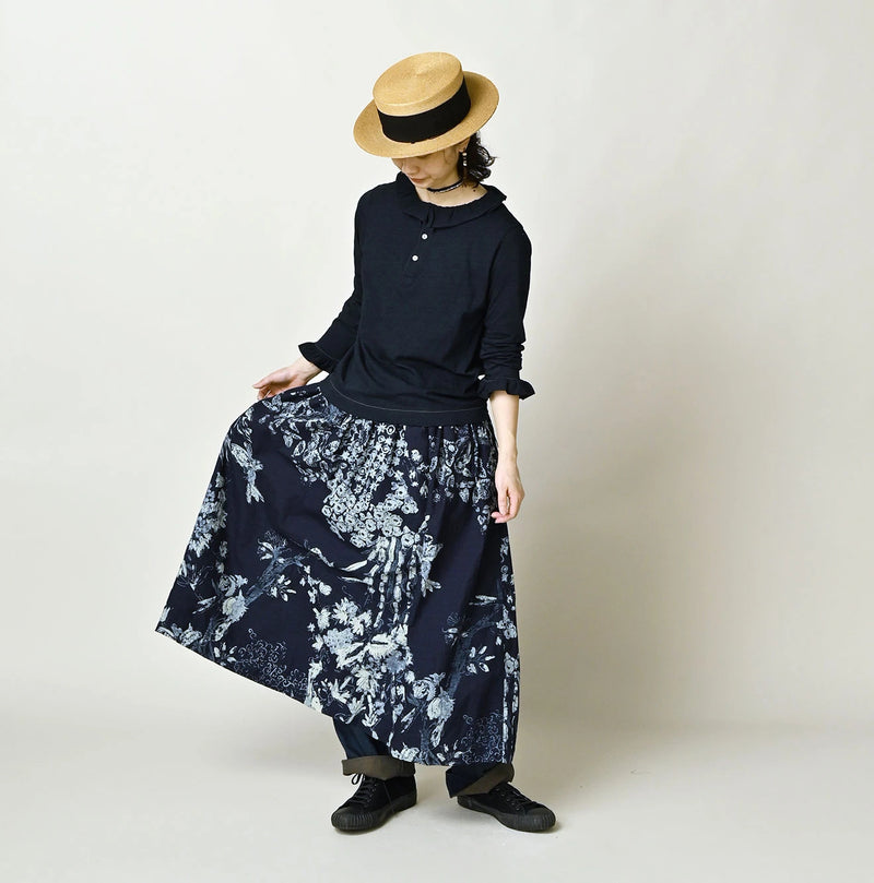 45R Indigo Cotton Linen Palampore Skirt - Image 2